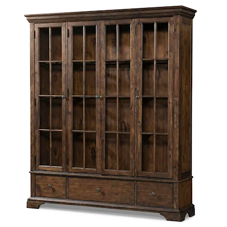 Monticello Curio Cabinet with Additional Drawer Storage and Paned Glass Doors